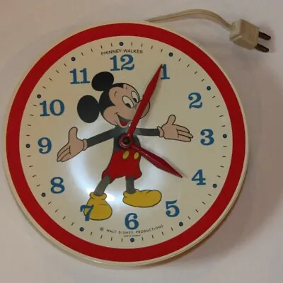 Mickey Mouse Electric Phinney-walker Wall Clock Good Condition Works 8  Diameter • $50