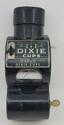 Vintage Original Coin Operated Dixie Cup Dispenser W/Keys Works Antique 1910's • $663.99