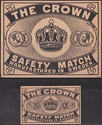 Old Matchbox Labels Sweden The Crown PACKET & BOX SIZE • $3.49