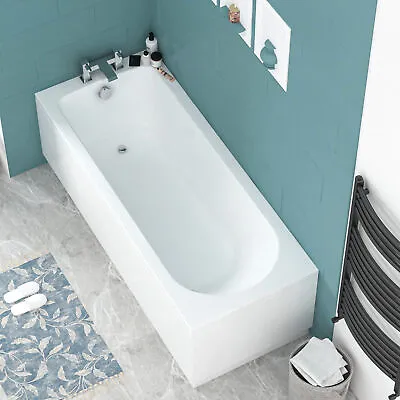 Modern Bathroom Breeze Round Single Ended Acrylic Bath MDF Gloss White Panel • £302.99