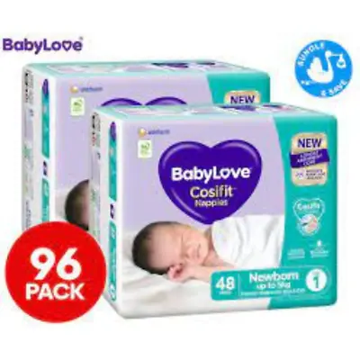$41.99 • Buy New 2 X BabyLove Size 1 0-5kg Cosifit Nappies 48pk