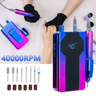 Professional Rechargeable Nail Drill File Machine 40000RPM Portable Electric US • $59.90