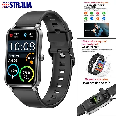 $40.90 • Buy Smart Watch Bluetooth Heart Rate Blood Pressure Monitor Fitness Tracker IP68