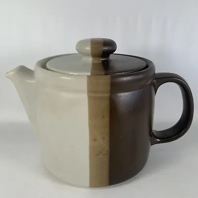 McCoy 1418 Sandstone Teapot With Lid Brown Tan Stripe Vintage • $29.96