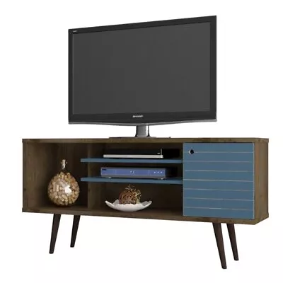 Manhattan Comfort Liberty Wood TV Stand For TVs Up To 50  In Aqua/Brown • $174.99