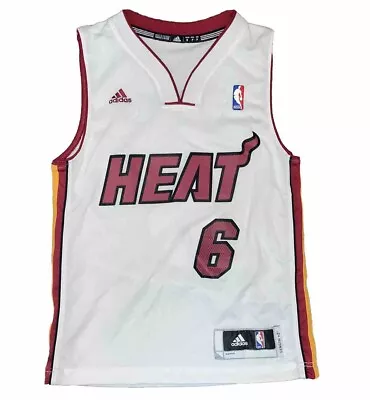 Adidas Miami HEAT Lebron James #6 Swingman Jersey NBA Men's Size Small +2 White • $49.99