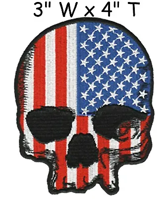 Skull FLAG Iron-on PATCH Biker EMBROIDERED Patriotic SKULL Patch • $5.87