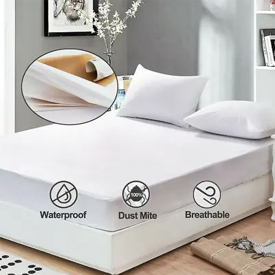 £17.12 • Buy Waterproof Mattress Pad Protector Cover Solid Bed Fitted Sheet Mattress Cover