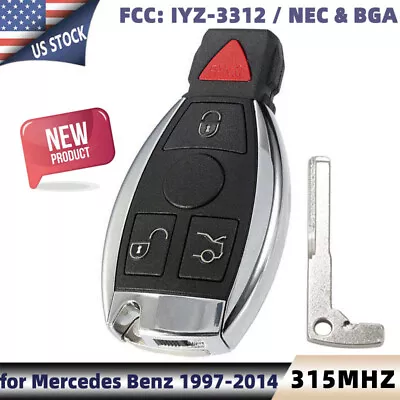 Replacement For Mercedes Benz 1997-2014 / 4-Button Car Key / IYZ-3312 NEC & BGA • $19.78