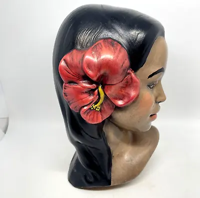 VTG Marwal Hawaiian Polynesian Lady Head Bust Hibiscus Flower Ceramic • $64.97