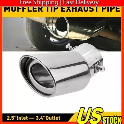 Car Exhaust Pipe Tail Tip Round Muffler Rear Universal Chrome Stainless Steel D • $12.99