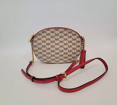 MICHAEL KORS Red Crossbody Shoulder Bag Purse With Tassel & Chain • $40