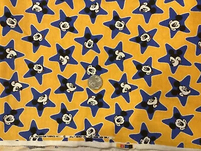 1yd VTG YLW PETER PAN FLEECE-BACKED 60”wd Cotton Knit Mickey Mouse Disney FABRIC • $6.99