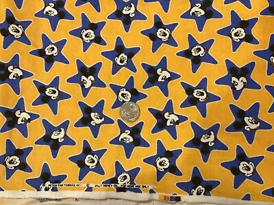 7/8 Yard VTG YLW PETER PAN FLEECE-BACKED 60”wide Cotton Knit Mickey Mouse FABRIC • $5.99
