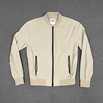 Zara Jacket Mens Large Beige Full Zip Zipper Pockets Outdoor Classic • $22.46