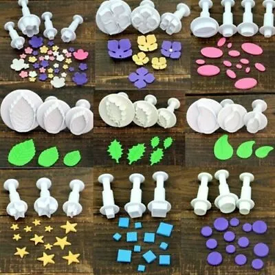 3Pcs Plunger Cookie Cutter Biscuit Pastry Cake Decorating Sugarcraft Mould Tools • £2.27