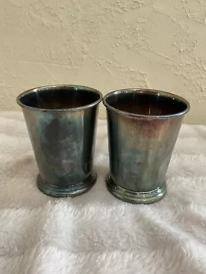 VINTAGE Lot Of 2 Silver Plate Mint Julep Cups SHERIDAN / SCHWEPPES • $40