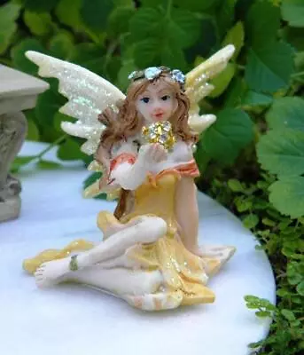 Miniature Fairy Garden Yellow Terrarium Fairy W/ Glitter Ball - Buy 3 Save $5 • $9.45