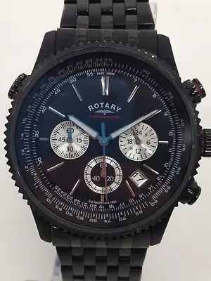 Rotary Chronospeed GB03778/04 Black Quartz Movement Wristwatch With Box • £9.99