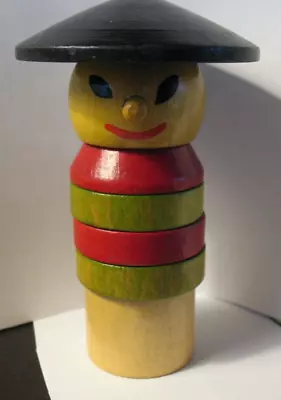 Vintage Wooden Stacking Man Toy Asian 4.5   7 Piece • $10