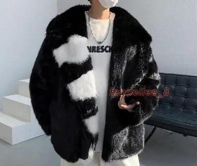 Men's Fashion Winter Lapel Long Sleeve Loose Thicken Warm Faux Fox Fur Coats 49 • $60.88