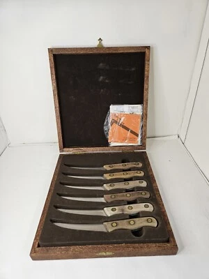 $59.99 • Buy Vintage Set Of 6 Chicago Cutlery #103S Wood Handled Steak Knives In Wood Box