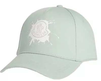 Moncler Splatter Logo Twill Baseball Cap MINT GREEN One Size MSRP $310 • $154.99