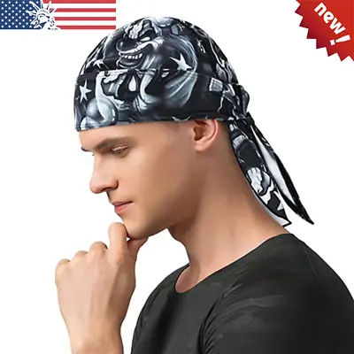 $8.79 • Buy Men Biker Cooling Durag Skull Cap Du-rag Doo Rag Bandana Head Wrap Beanie Hat US