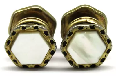 Baer & Wilde Cufflinks  Mother Of Pearl Kum-A-Part Gold Men Formal Wear • $29.95