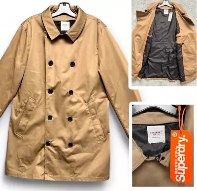 Superdry The Edit MAC Coat Men's XL 42  Double Breasted Umber NEW W/ TAG! • $74.95