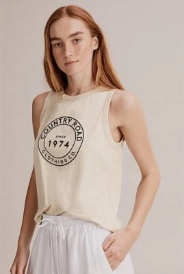 $25 • Buy Country Road Australian Cotton Pop Logo Tank In Sand - BNWT - XXS