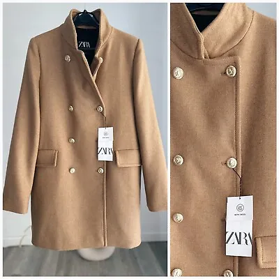 $99 • Buy Zara 50% Wool Blend Short Coat Taupe Brown LARGE NWT