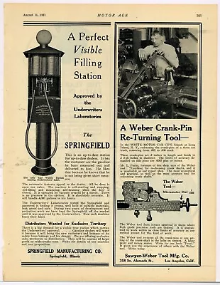 1921 Springfield Mfg. Co. Ad: Visible Gas Pump Filling Station - Ohio • $17.76