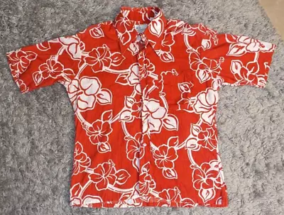 Vintage Kmart Red & White Hawaiian Shirt Pointy Collar Made In USA Sz L • $21.75