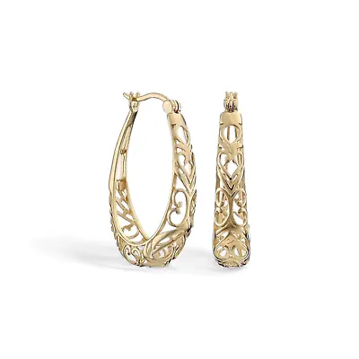Gold Plated Hoop Dangle Earrings Fashion Jewelry For Women 18mm Medium Size • $3.99