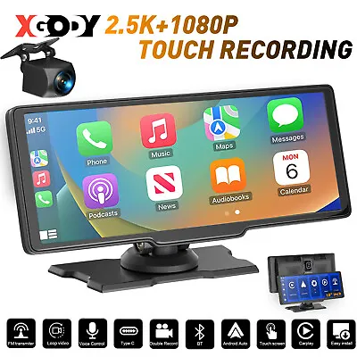 $148.99 • Buy 2.5K 10.26'' Touch Dash Cam Wireless CarPlay Dual Car Recorder Android Auto 170°