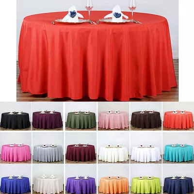 Round Polyester Tablecloth Wedding Event Party Banquet Tableware Table Cloths X1 • $5.12