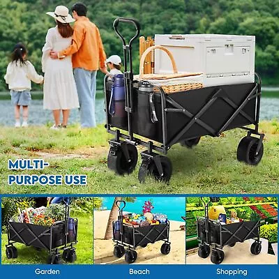 Folding Beach Trolley Wagon Cart Garden Outdoor Picnic Camping Shopping Trolley • $99.99