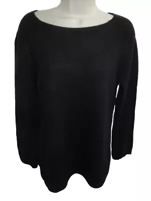 Unbranded 100% Cashmere Black Round Neck Chunkier Knit Tunic Sweater May Fit S • $22.95