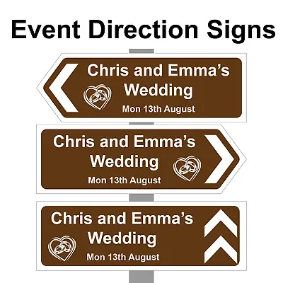 £14.99 • Buy Personalised Wedding Ring Direction Sign, Road Sign Names, Event & Date. Correx