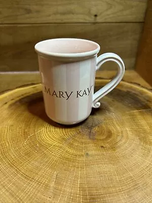 Vintage MARY KAY Mug Pink & White Stripes W/Gold Lettering Coffee Tea Cocoa Cup • $8.49