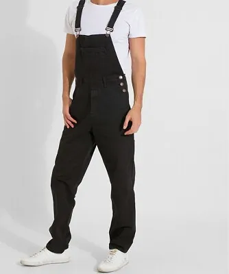 Mens Relaxed Fit Denim Dungarees - Black Sizes W3640and 42 • £16.99