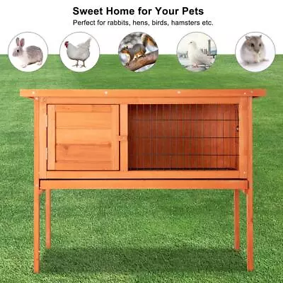 Elevated Wooden Rabbit Hutch Chicken Coop Hen House Poultry Hutch Backyard Cage • $63.99