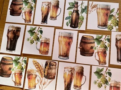 £2.69 • Buy 6x Watercolour Beer Themed Card Toppers Card Making Fathers Day Birthday