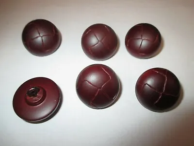 6 X Large Brown Leather Look Shank Buttons (washable)  - 25mm (size 40) • £2.99