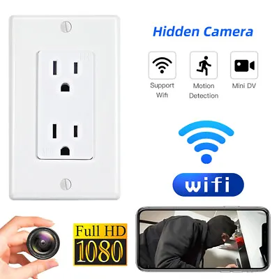 1080P HD WiFi IP Wall AC Outlet Home Security Nanny Camera Audio Video Recorder • $51.06