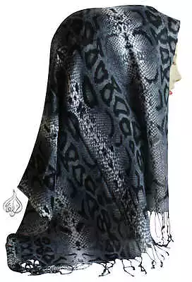 Python Snake Scarf Muslim Hijab 70  X 22  | Women Head Wrap | Modest Scarf Gray • $11.99