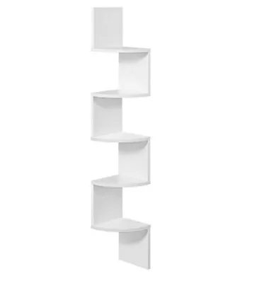 VASAGLE Corner Shelf 5 Tier Floating Wall Shelf With Zigzag Design  • £22.99