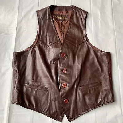 Vintage Deerskin Leather Brown Vest Size Large • $79.95