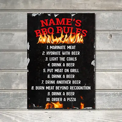 Funny Personalised BBQ Rules Sign Custom Grill Metal Plaque Tin Christmas Gift • £5.70